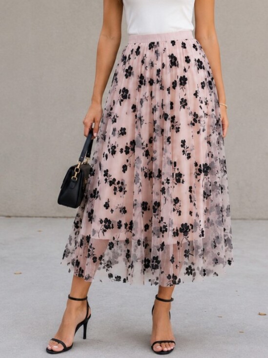 Studio West Dresses & Skirts - Studio West 3D‎ Posy Fairy Tulle Double Layered Mesh Midi Skirt ** Size Medium